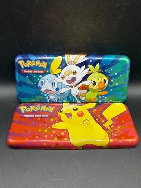 2021 Pokemon Pikachu Sobble Scorbunny Grookey Pencil Case Card Storage Metal Tin
